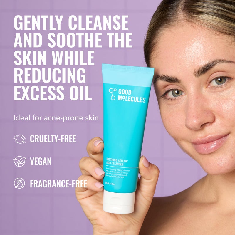Good Molecules Soothing Azelaic Acid Cleanser â€“ Gentle Creamy Non-Foaming Face Wash for Oily & Sensitive Skin â€“ Vegan & Fragrance-Free â€“ 120 ml - Image 2