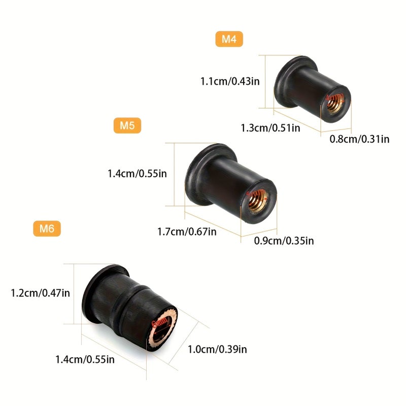6pcs M5 Rubber Expansion Nuts for Motorcycle Windshields And Boats - Image 2