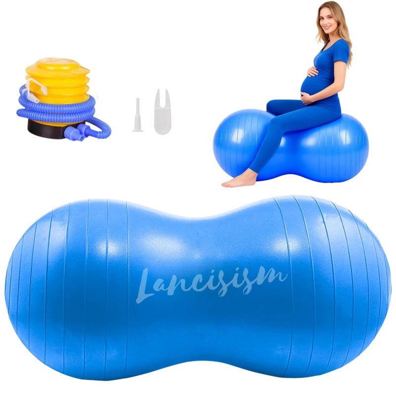 Lancisism Peanut Ball for Physical Therapy 90 45cm with Pump Exercise Yoga Ball Enhance Balance Flexible Seating for Core Strength Training Labor Birthing - Image 2