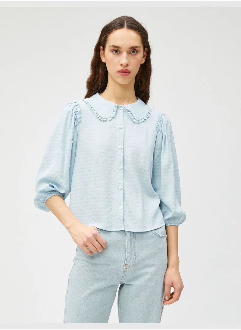 KOTON Tissued Ruffle Long Sleeve Shirt