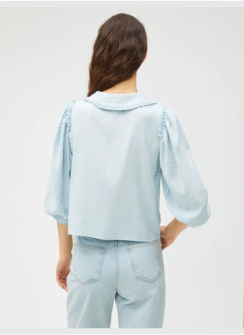 KOTON Tissued Ruffle Long Sleeve Shirt
