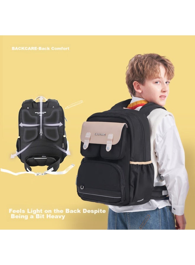 Back Care Spine-protecting Backpack For Elementary School Boys, Large Capacity For Fifth And Sixth Graders, Lightweight And Reduced Burden, Jazz Black/b25-162c - Image 1