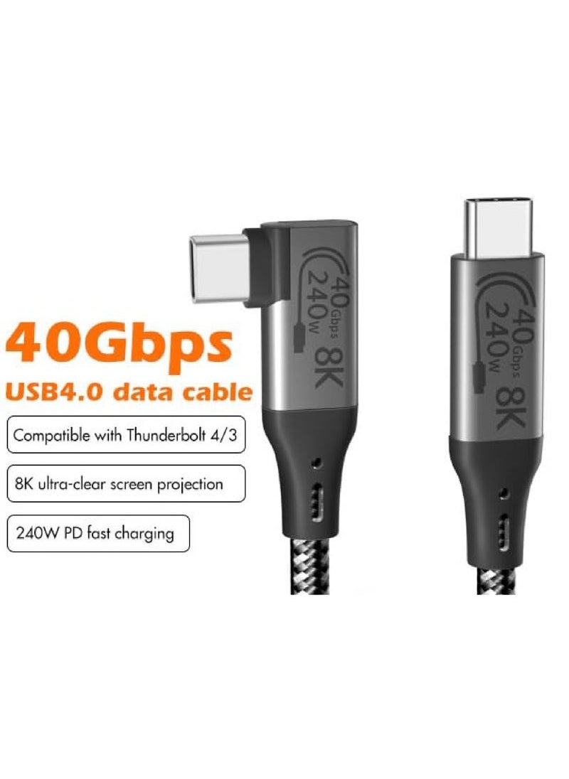 USB4 Cable (40Gbps, 240W) – Thunderbolt 3/4 & USB-C Compatible, 8K Display Support, 90° Right Angle Design