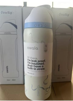 Owala Freesip Insulated Stainless Steel Water Bottle With Straw For Sports And Travel, Bpa-Free, 24-Ounce,Blue And White  - Image 4