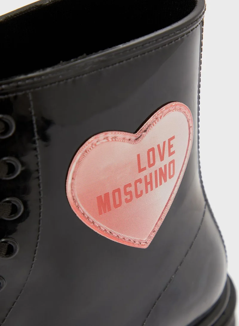 Love Moschino Logo Low Heel Ankle Boot