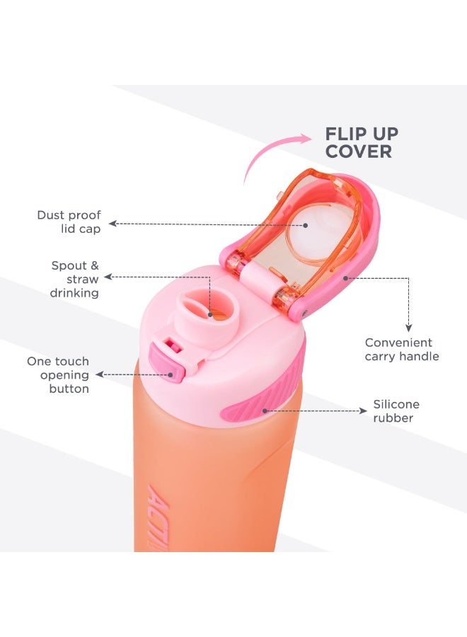 HYDROBREW Sip Switch Tritan Water Bottle 1000ml Leakproof, BPA Free, Straw & Spout Lid- Rose Silk - Image 3