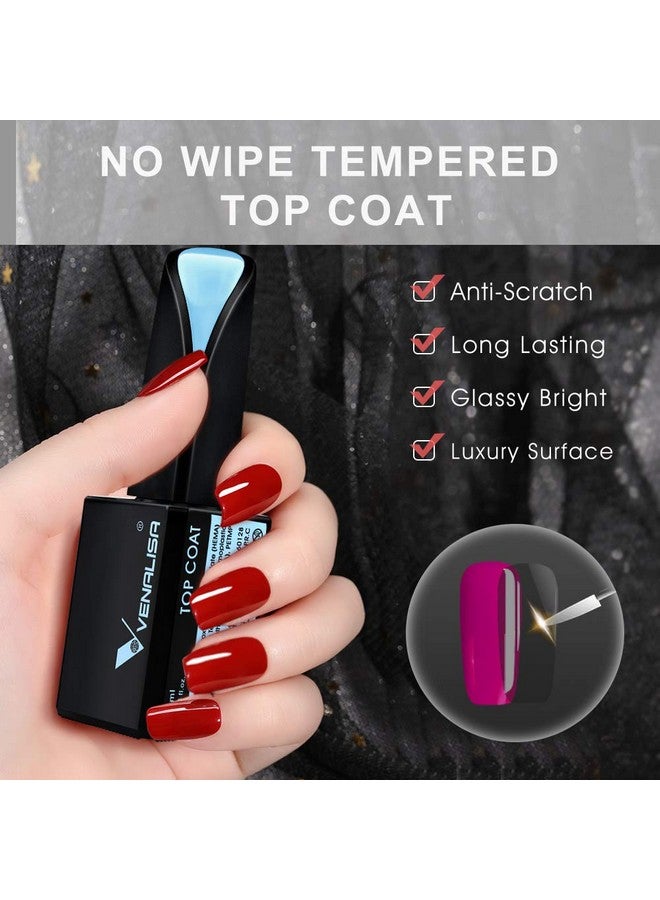 V VENALISA VENALISA 2 Pcs 15ml Gel Nail Ploish Base and Top Coat Set, No Wipe High Gloss Long Lasting Tempered Top Coat Polish Soak Off LED Gel Kit - Image 2