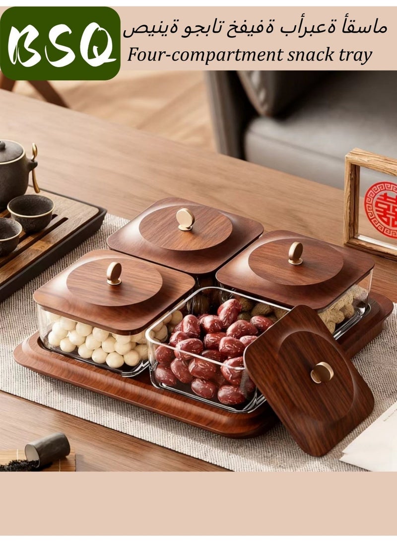 بي إس كيو طبق فاكهة خشبي | علبة مكسرات | طبق فاكهة بلاستيكي فاخر | طبق فواكه مجففة ومكسرات وحلوى | حفلات حلوى ومكسرات وكعكات ورقائق - Image 3