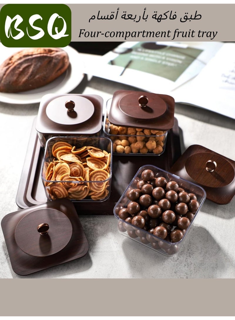 بي إس كيو طبق فاكهة خشبي | علبة مكسرات | طبق فاكهة بلاستيكي فاخر | طبق فواكه مجففة ومكسرات وحلوى | حفلات حلوى ومكسرات وكعكات ورقائق - Image 2