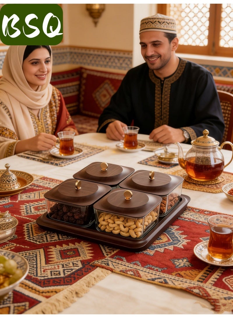 بي إس كيو طبق الفاكهة الخشبية | حاويات المكسرات | طبق الفواكه المجففة والمكسرات والحلويات | الحلويات والمكسرات والبسكويت وحفلات البطاطس - Image 2