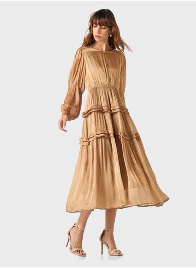 2Xtremz Textured A-Line Tiered Dress