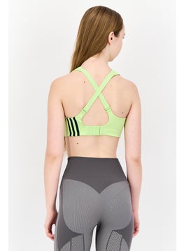 Adidas Women Brand Logo Padded Sports Bra, Lime Green  - Image 3