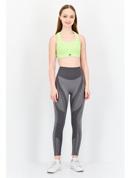 Adidas Women Brand Logo Padded Sports Bra, Lime Green  - Image 4