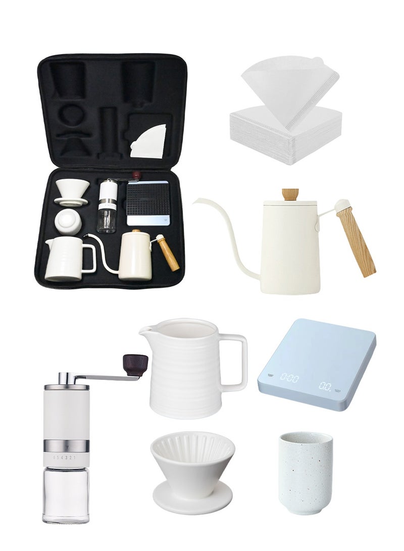 EqiEch Travel V60 Drip Coffee Set All in 1 Portable Carry Bag, 7-Piece Completed Pour Over Coffee Maker Set, Hand Brew Coffee Accessoris Tools Kit  - Image 1