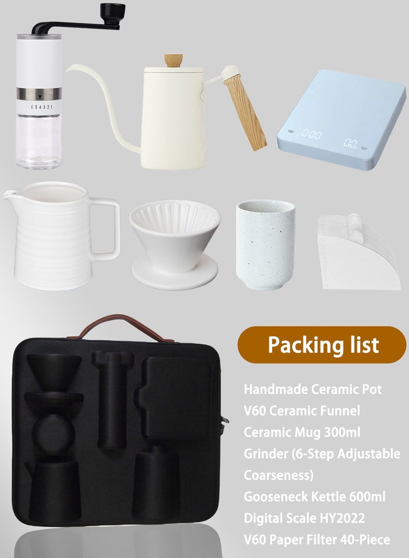 EqiEch Travel V60 Drip Coffee Set All in 1 Portable Carry Bag, 7-Piece Completed Pour Over Coffee Maker Set, Hand Brew Coffee Accessoris Tools Kit  - Image 2