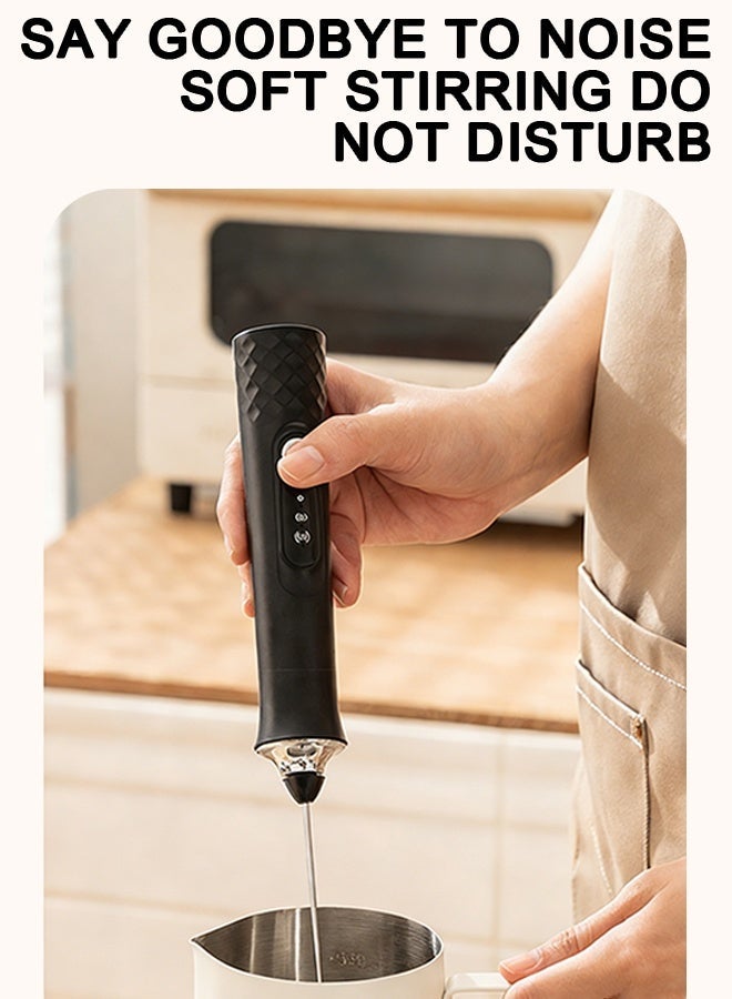 Yaqeen Milk Frother Handheld with Stand 3 Stainless Whisks USB-C Charging, Powerfull Coffee Frother Egg Beater & Mixer 3 In 1 Rechargeable  Low Noise Compact Design For Coffee Lattes Cappuccinos And Jam, Baby Food - Image 4