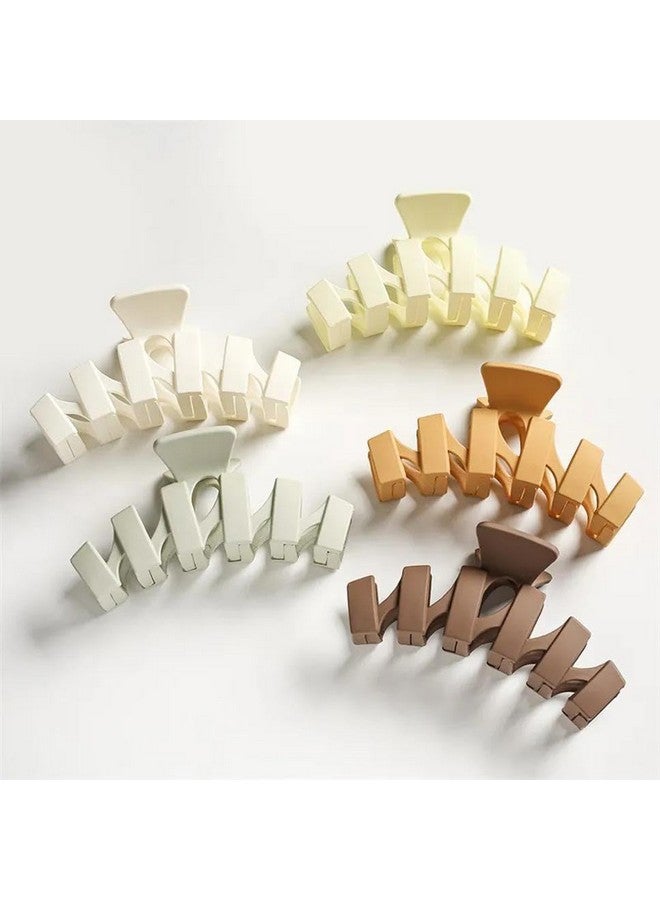 Blubby Large Size Matte Wave Hair Claw Clips For Gilrs Women's (Pack of 5 Pieces)