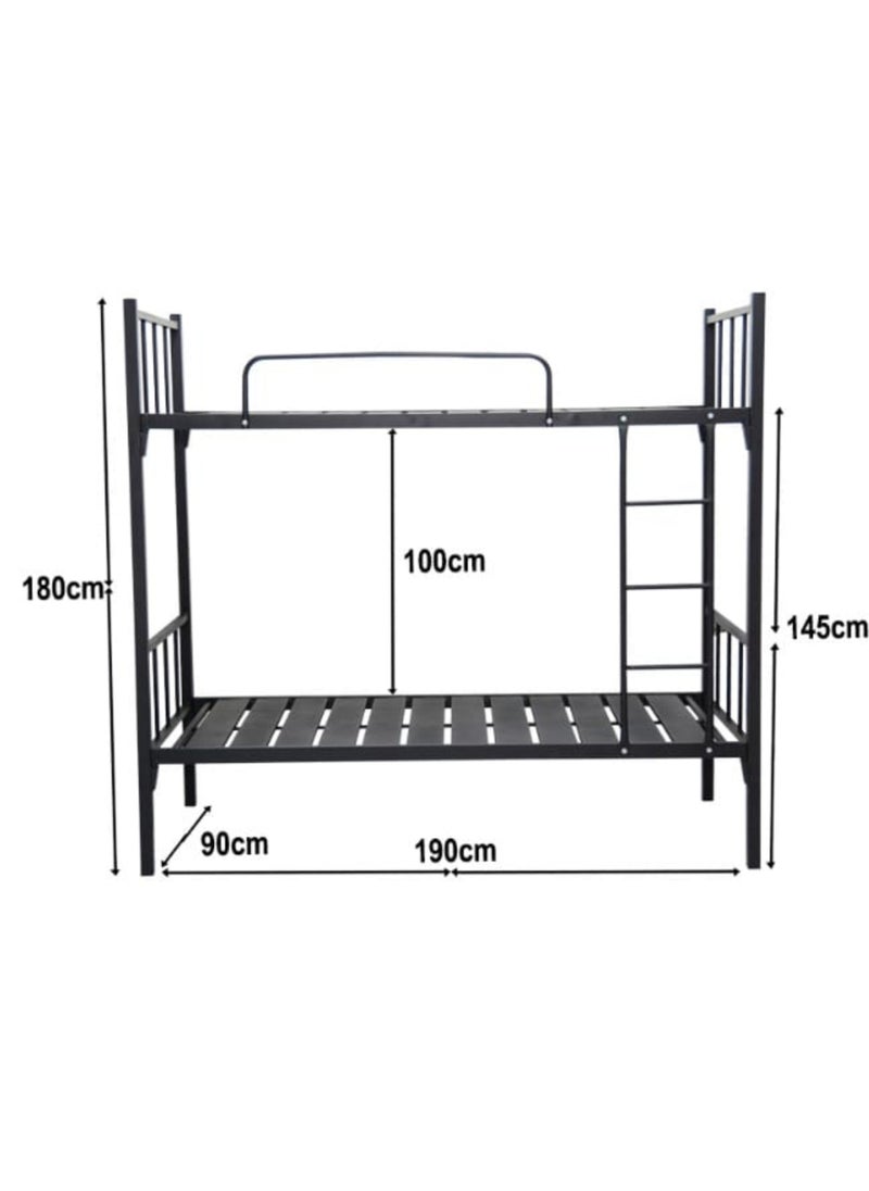 KARNAK - Karnak Metal Steel Bunk bed for Adults, Kids, Teens, Bedroom, Guest Room Furniture L190 x W90 x H180cm Black - Image 1