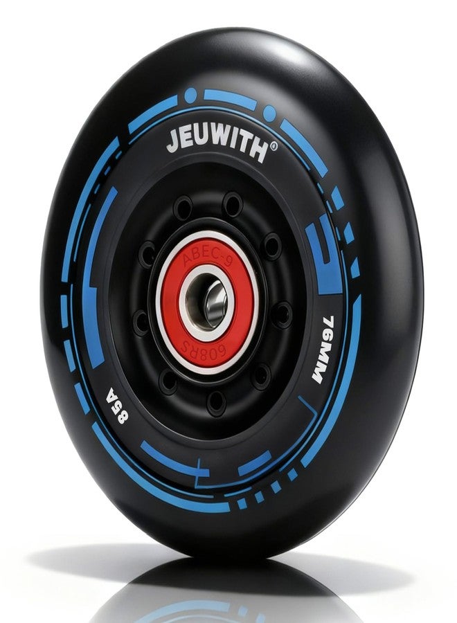 JEUWITH 8 Pcs Inline Skate Wheels Replacement High Elasticity and Wear Resistance,Roller Blads Wheels with ABEC-9 Bearings&Spacers and Washers,76mm 85A for Outdoor, Indoor Skate - Image 1