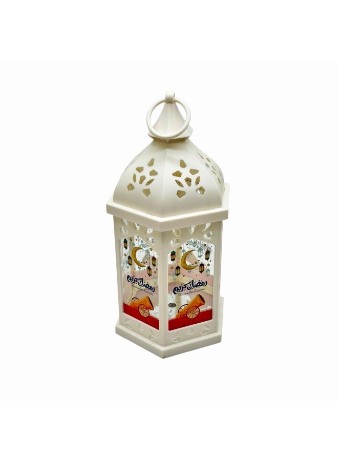 فانوس رمضان بلاستيكي بتصميم إسلامي عتيق مع إضاءة 29X13 سم - Image 1