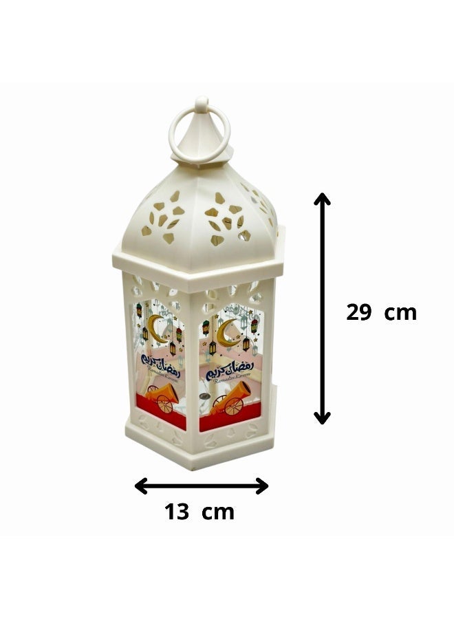 فانوس رمضان بلاستيكي بتصميم إسلامي عتيق مع إضاءة 29X13 سم - Image 3