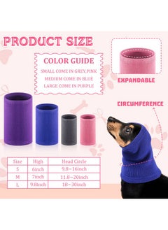 Saintrygo 4 Pcs 3 Size Snoods For Dogs Pet Dog Ear Wrap Cover Dog Sound Proof Ear Muffs For Dogs Barking And Bathing Warm Winter Dog Ear Scarf For Calming Pet(Gray, Pink, Blue, Purple)  - Image 2