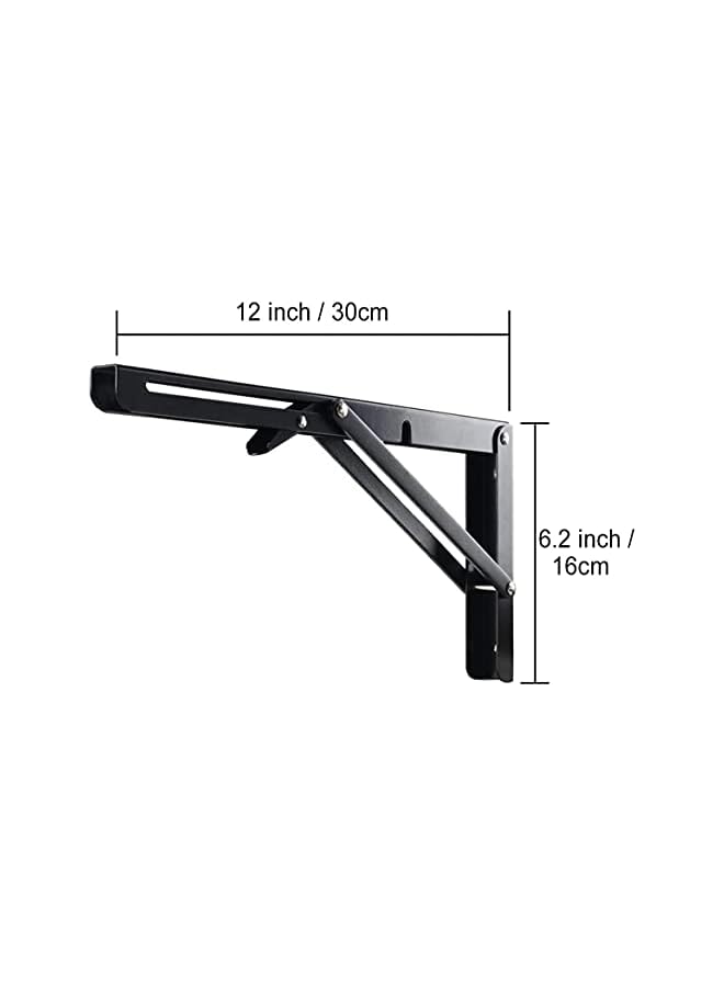 The Bros The Bros Folding Shelf Brackets,Pack of 2, 12in Triangle Bracket, Heavy Duty Stainless Steel,Wall Mounted Shelf Bracket Space Saving for Table Work Bench  - Image 2