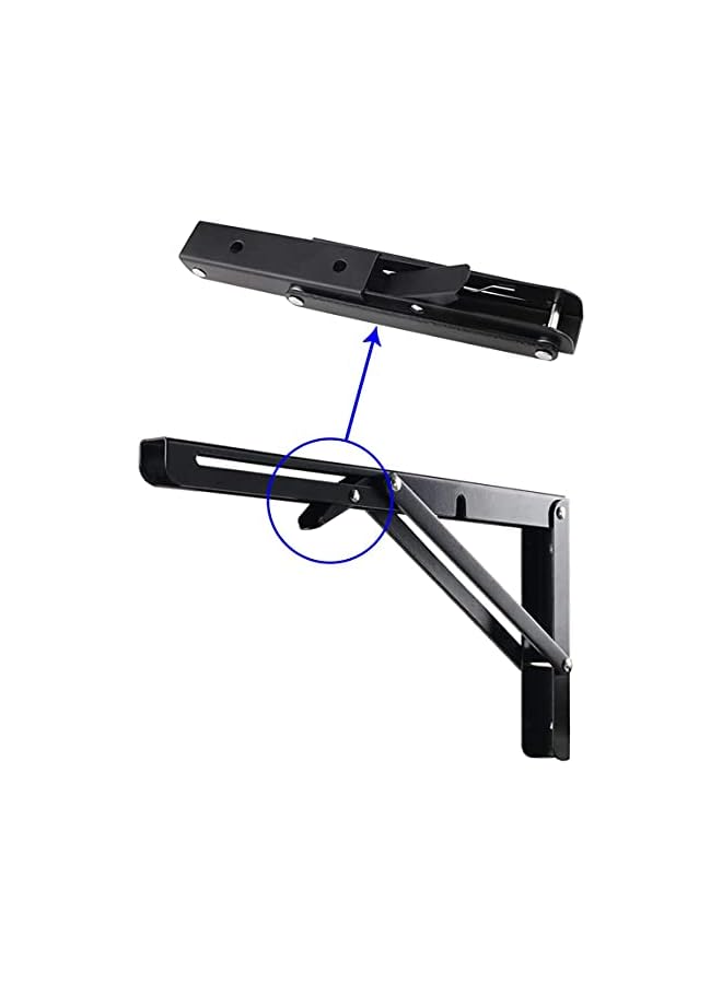The Bros The Bros Folding Shelf Brackets,Pack of 2, 12in Triangle Bracket, Heavy Duty Stainless Steel,Wall Mounted Shelf Bracket Space Saving for Table Work Bench  - Image 4