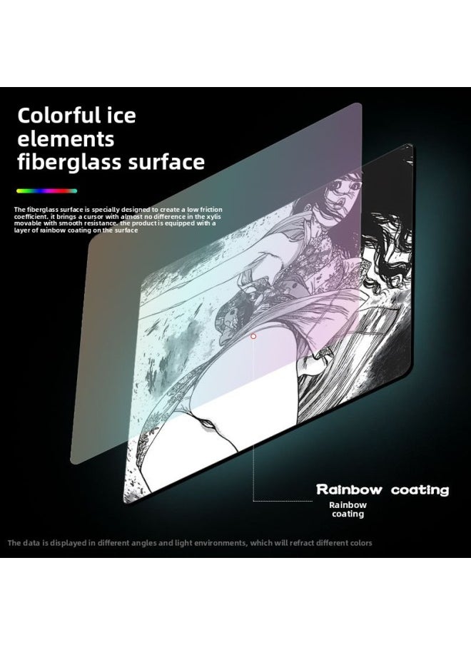 Coated Waterproof E-sports Mouse Pad Fps Glass Fiber Rainbow Magic Color Positioning Accurate Edge-free Computer Desktop Pad-Color:400*450*4-Pattern:Coating 20