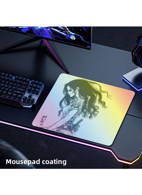 Coated Waterproof E-sports Mouse Pad Fps Glass Fiber Rainbow Magic Color Positioning Accurate Edge-free Computer Desktop Pad-Color:400*450*4-Pattern:Coating 20