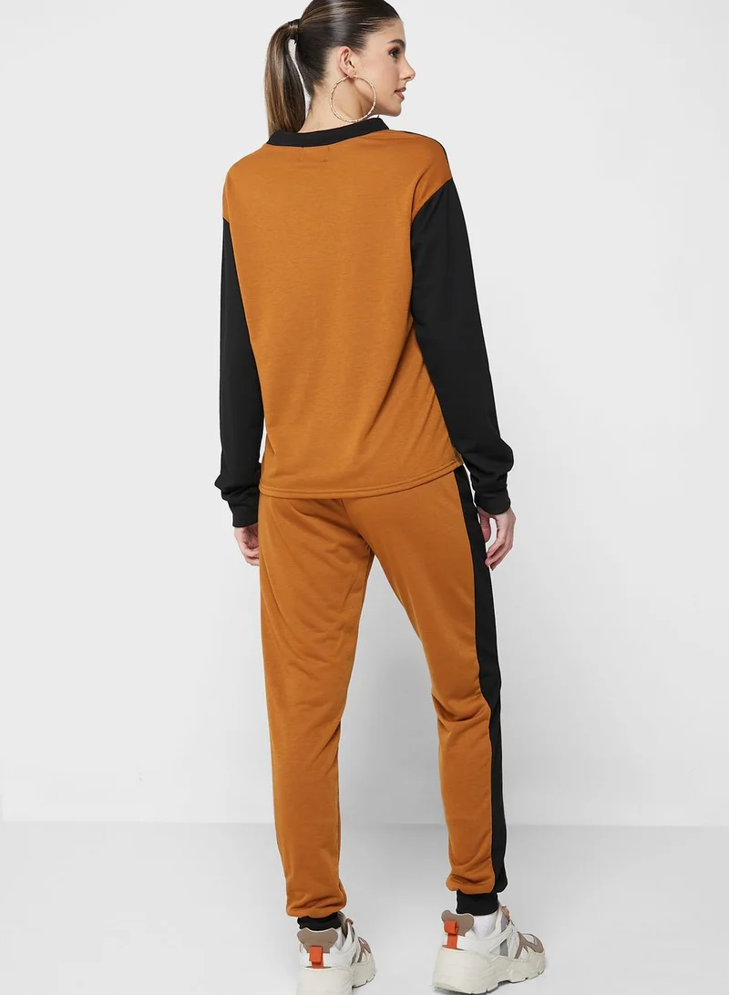 Ginger Color Block Hoodie & Jogger Set