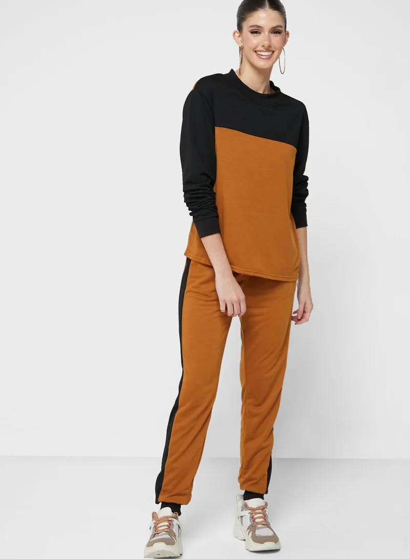 Ginger Color Block Hoodie & Jogger Set