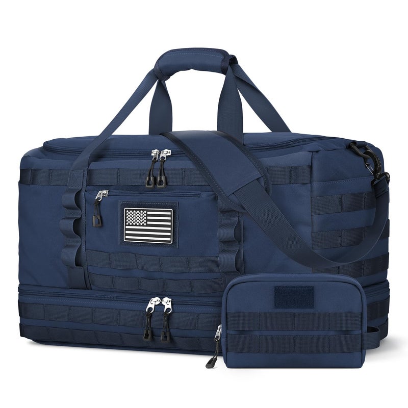 ETRONIK Travel Bag for Men Women, Gym Bag & Tactical Duffle Bags for Travel, Carry on with Toiletry Bag and Shoe Compartment, Weekender Overnight Trip with Wet Pocket for Workout Medical, Blue - Image 1