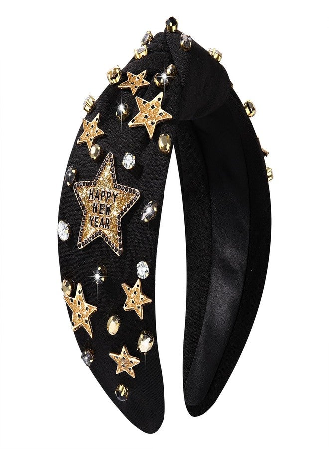 CEALXHENY New Year's Eve Headbands for Women Beaded Happy New Year Headbands Jeweled NYE Star Headband Gold Rhinestone Crystal Knotted Headband New Years Eve Accessories Party Favors Gifts (Star 1) - Image 2