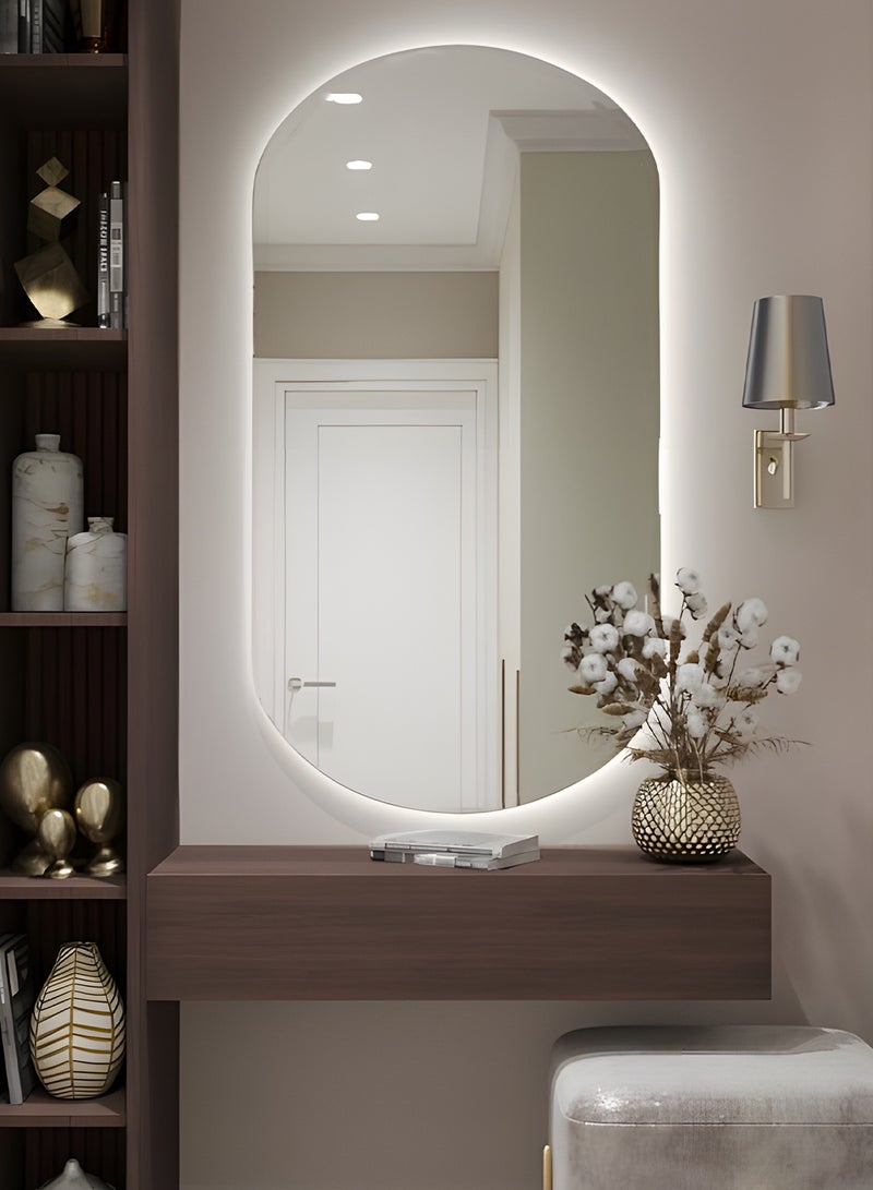 Taimi 80X50cm Oval Makeup Mirror with LED Backlight,Fit Mirror, Makeup Mirror Suitable for Dressing Room, Dressing Room, and Bathroom, 3 LED Light Colors  - Image 2