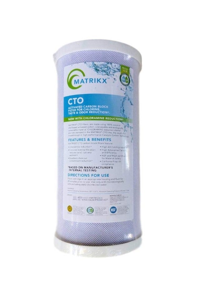 KX Technologies MatriKX Full Flow CTO Carbon Block Filter - Advanced 4.5" x 10" Carbon Water Filter Cartridge with Chloramine and Chlorine Reduction (32-450-10) - Image 1