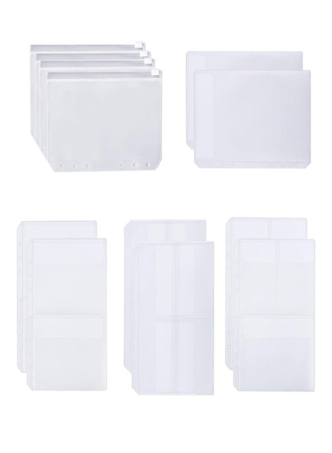 A5 Pvc Binder Pockets Set 12 Pcs A5 Size Zipper Pouch Binder Pockets For 6 Ring Binder Waterproof Pvc Pouch Document Cash Organization For Home Office 12Pcs Clear
