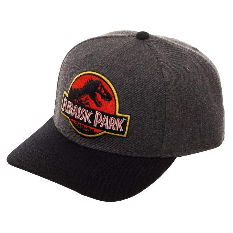 Bioworld Jurassic Park Hat Classic Logo Curved Snapback Cap Black - Image 1