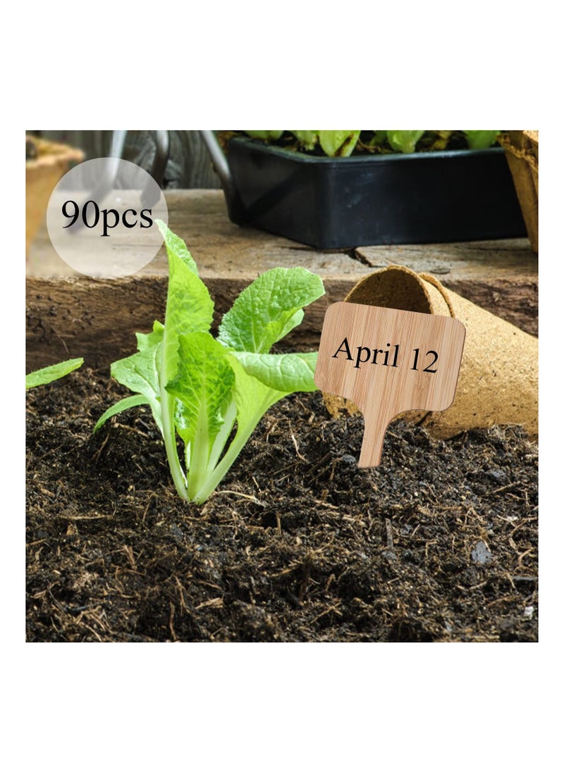 Y&D Bamboo Plant Wooden Labels, Garden Markers for Seed Potted Herbs Flowers Vegetables, 9 Styles Cute Tags (90 Pack)  - Image 2