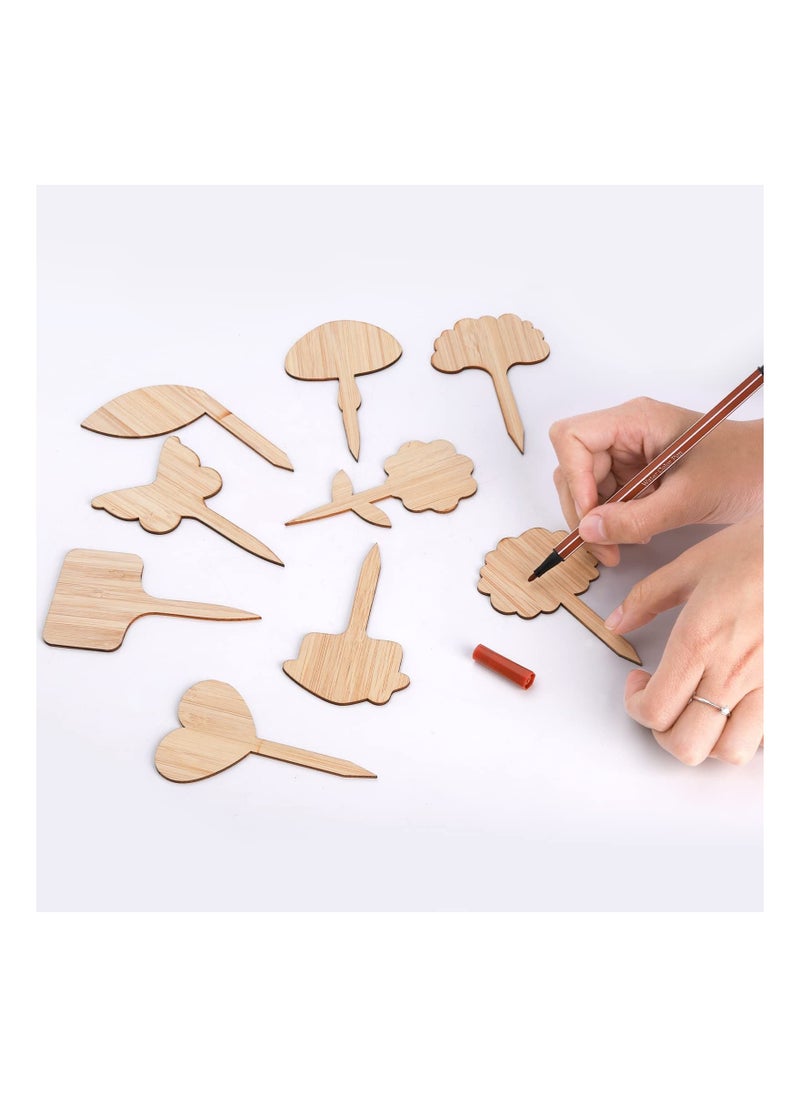 Y&D Bamboo Plant Wooden Labels, Garden Markers for Seed Potted Herbs Flowers Vegetables, 9 Styles Cute Tags (90 Pack)  - Image 3