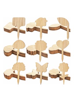 Y&D Bamboo Plant Wooden Labels, Garden Markers for Seed Potted Herbs Flowers Vegetables, 9 Styles Cute Tags (90 Pack)  - Image 1
