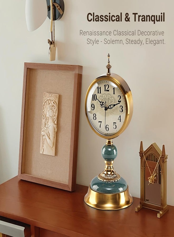amusediy BRONVIA amusediy 6-Inch Vintage Mantel Clock, Antique Desk Clock, Retro Anniversary Clock with Metal and Ceramic Body, Silent Table Clocks for Fireplace,Easy to Read DéCor Clocks for Living Room. - Image 2