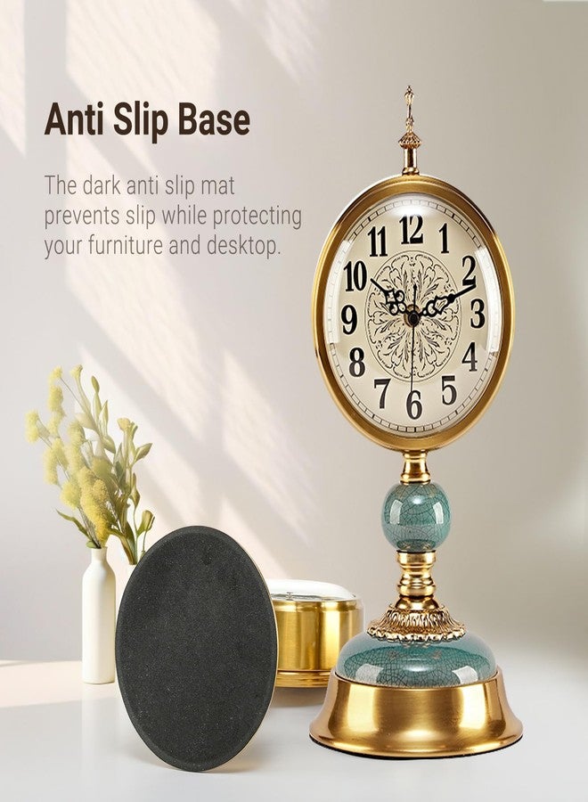 amusediy BRONVIA amusediy 6-Inch Vintage Mantel Clock, Antique Desk Clock, Retro Anniversary Clock with Metal and Ceramic Body, Silent Table Clocks for Fireplace,Easy to Read DéCor Clocks for Living Room. - Image 5