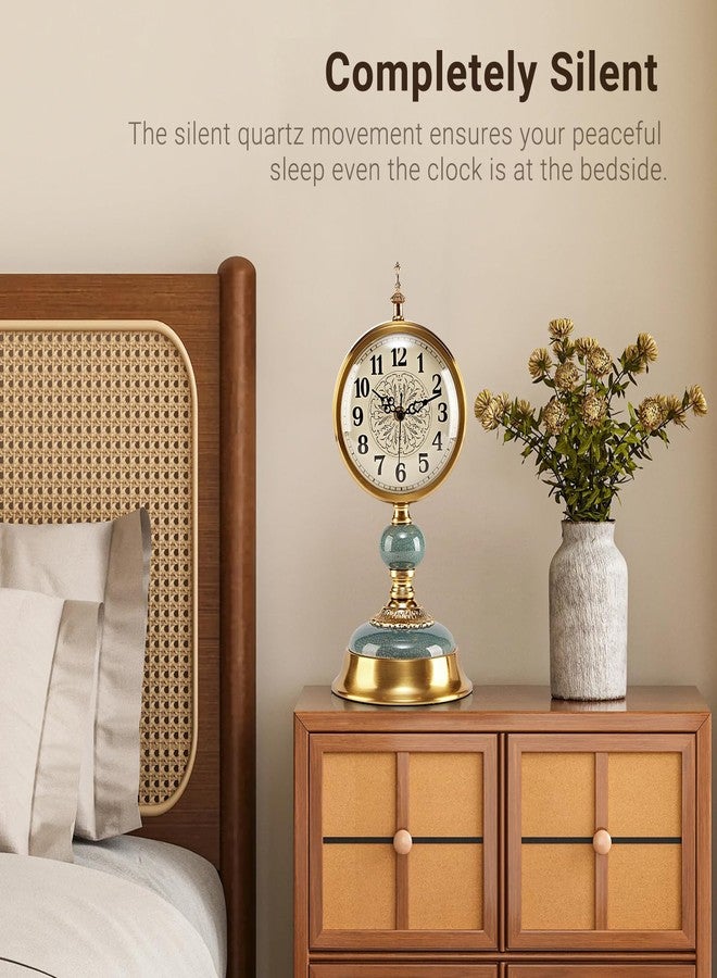 amusediy BRONVIA amusediy 6-Inch Vintage Mantel Clock, Antique Desk Clock, Retro Anniversary Clock with Metal and Ceramic Body, Silent Table Clocks for Fireplace,Easy to Read DéCor Clocks for Living Room. - Image 4