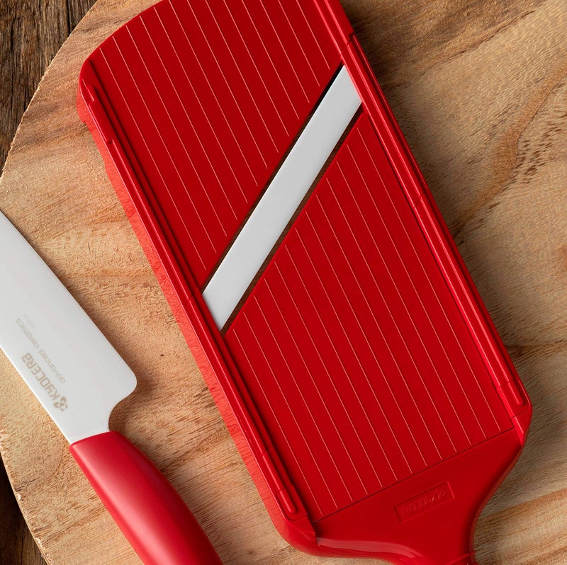 Kyocera Advanced Ceramic Double-edged Mandolin Slicer With Guard, Red - Image 5