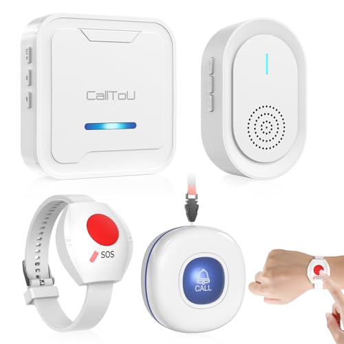 CallToU Wireless Caregiver Pager Call Button for Elderly, Medical Alert Systems for Seniors/Elderly Monitoring with 2 Call Bell, 500+Feet, 1 Plug-in Receiver+1 USB Receiver for Home Patients Emergency - Image 1