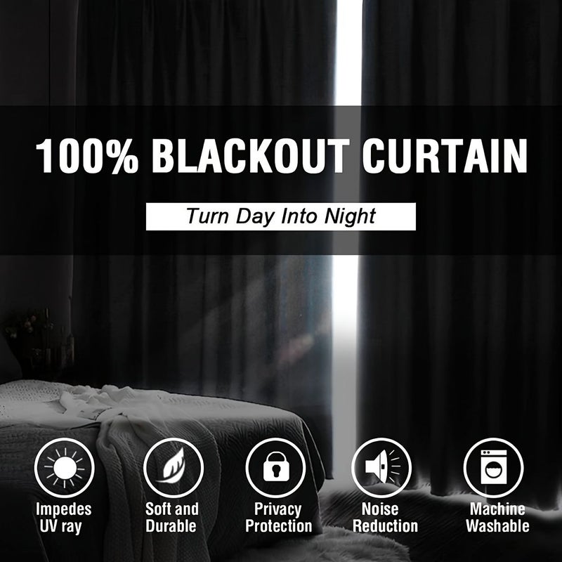 2pcs Grey 32x82 Inch 100 Blackout Grommet Curtains Thermal Insulated Noise Reducing Sun And Privacy Protection For Bedroom Living Room Balcony - Image 5
