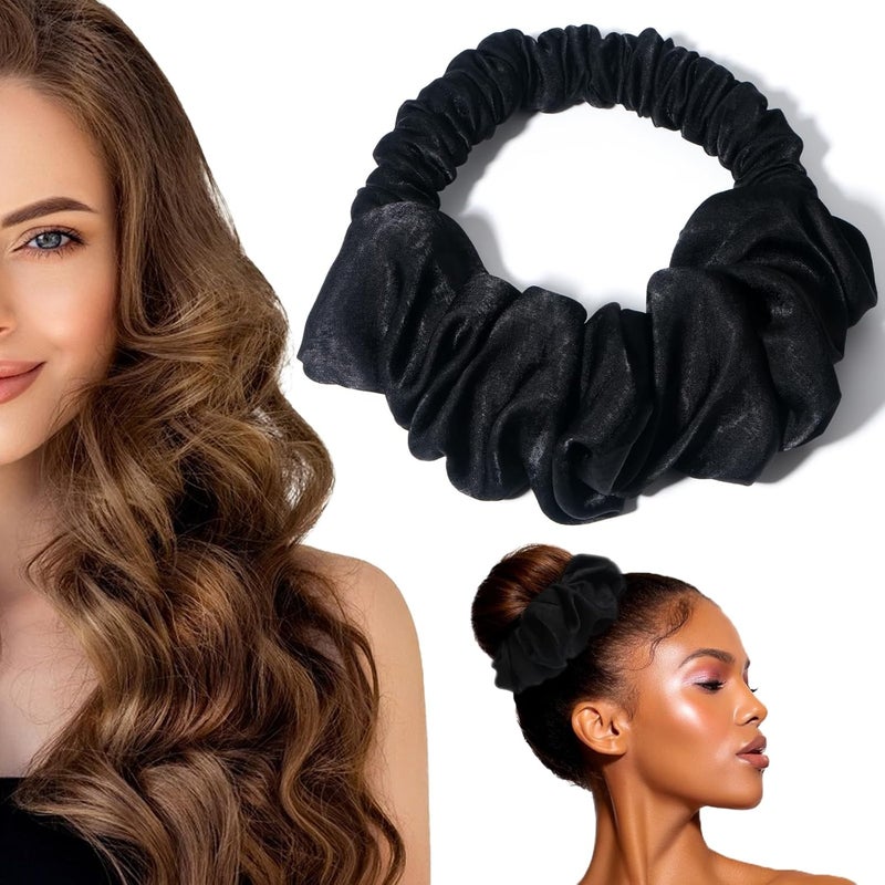 Heatless Hair Curler for Overnight Curls Soft Scrunchie Roller Headband for Long Hair Black