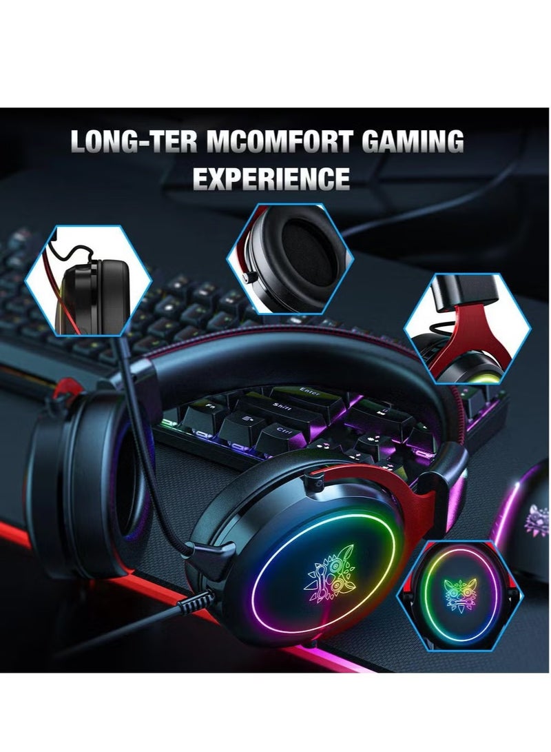 ELTRAZONE X10 RGB Wired Gaming Headset with Mic – Premium Stereo Sound, Noise-Canceling Mic, Comfortable Over-Ear Cushions, RGB Lighting, Adjustable Headband – Perfect for PC, PS4, Xbox, and Mobile Gaming – Black  - Image 3