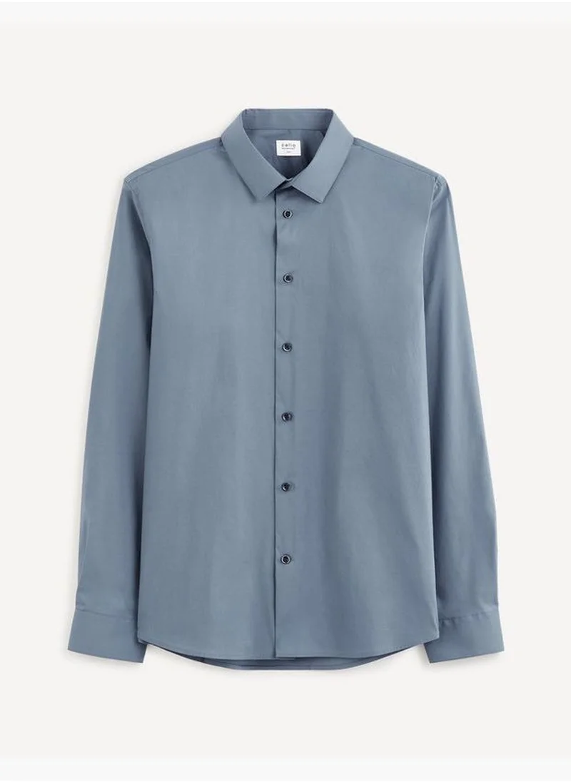 سيليو Celio Casual Long Sleeve Shirts - Blue
